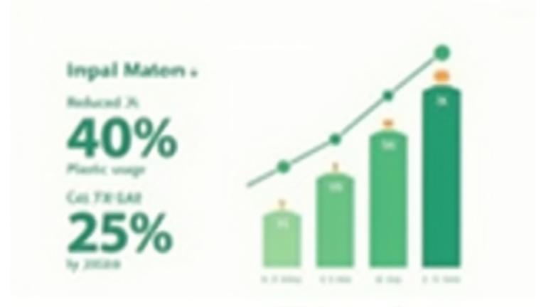 Infographic showing environmental impact metrics, such as reduced plastic usage and CO2 emissions, with Moorhen Lures branding